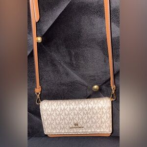 Michael Kors Signature Cream and Tan Crossbody Bag